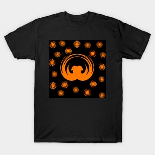 Orange birds on the black background T-Shirt